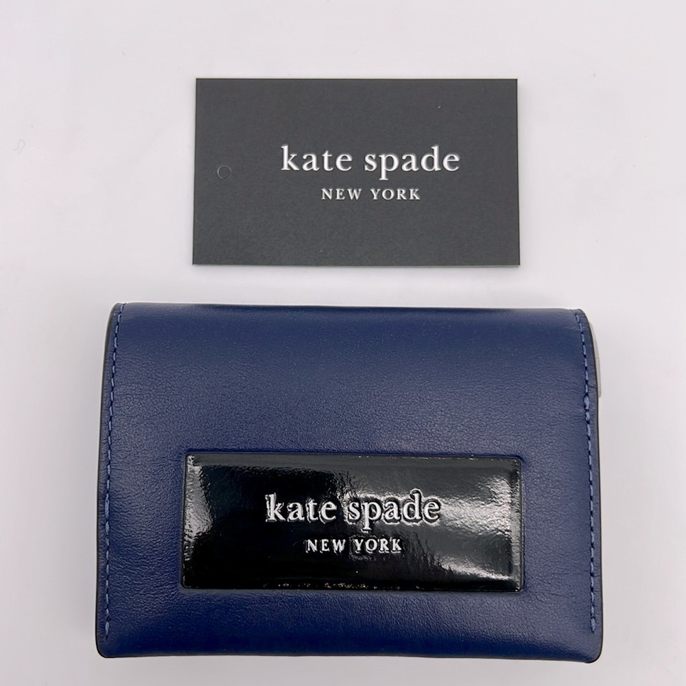 Kate Spade Label Card Case Trifold Wallet Deep Lake